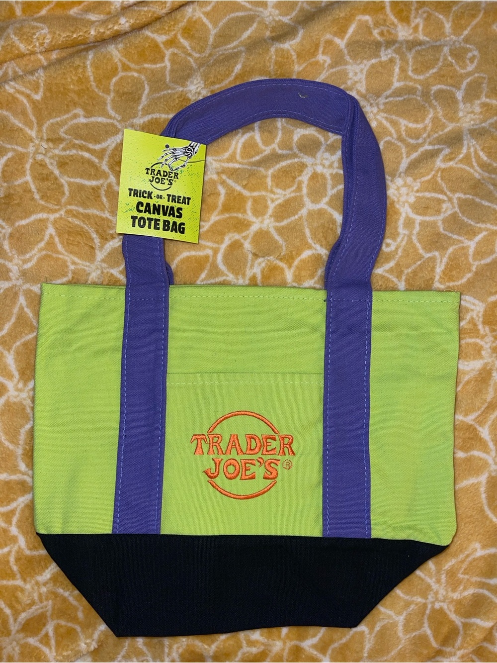 Lime Green and Purple Canvas Tote Bag